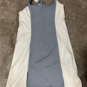 Blue and White Sleeveless Dress - gold hinge